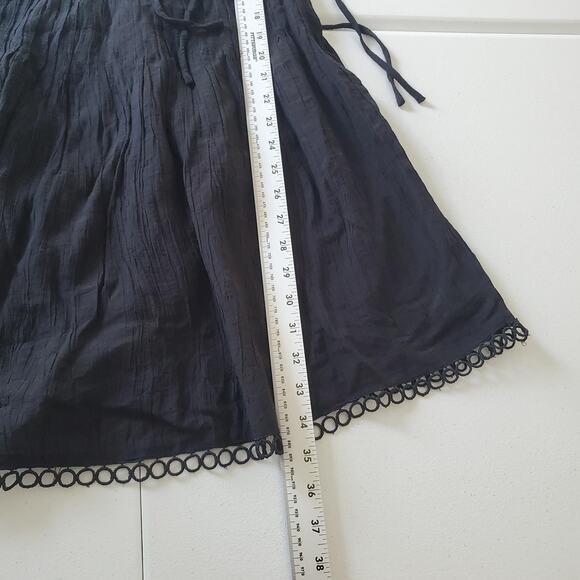 Mango Dress Women Large Black Sleeveless Crochet Waist Witch Whimsigoth Festival - Picture 5 of 10